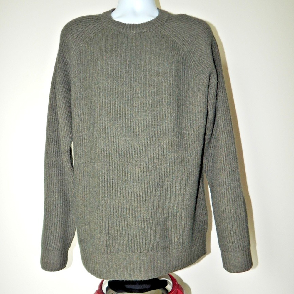 NWT NAADAM Luxe Fisherman Crew Raglan Olive Sweater Cashmere Blend Men’s XL